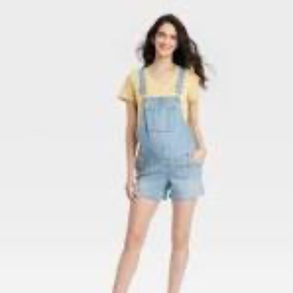 Isabel Maternity by Ingrid & Isabel Shortalls Denim Shorts - Picture 1 of 10